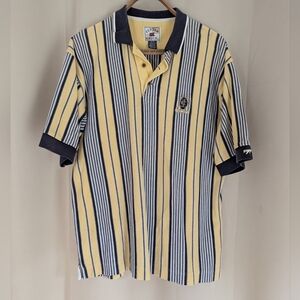 Cutter & Buck Crest Men's XL Polo with Yellow and Navy Stripes 100% Cotton.